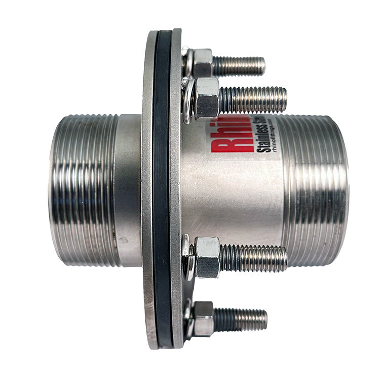 Rhino Stainless Steel Bolted Full Nipple Tank Fittings (MPT x MPT) w/EPDM Gasket Available in sizes from ½” MPT to 4” MPT view 4